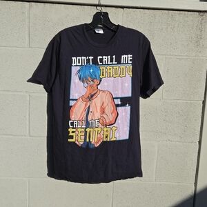 Graphic Black T-Shirt with Blue and Orange Design